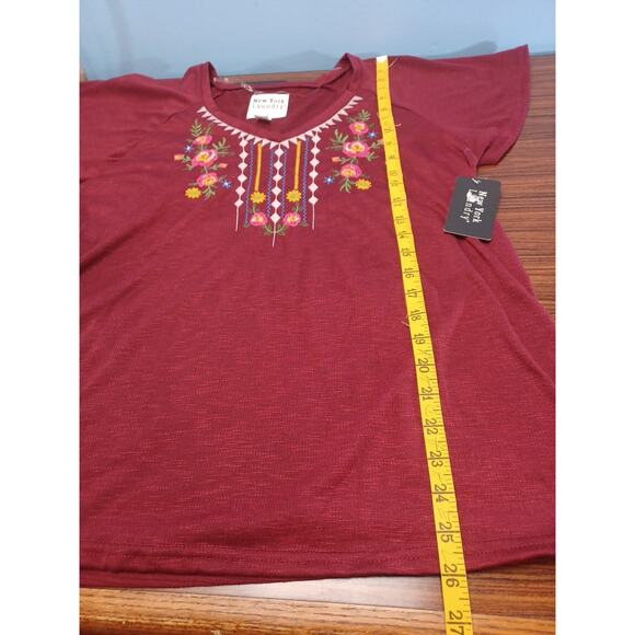 NEW YORK LAUNDRY Short Sleeve Embroidered Floral Top Womens Size Large NWT - Picture 5 of 6